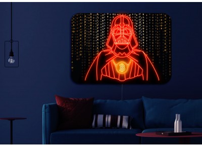 cuadro de vinilo impreso con tira de neon led .