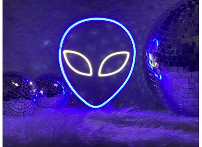 lampara de neon led flex con base de metacrilato