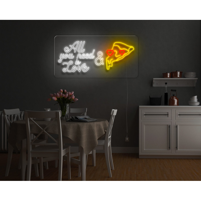 Carteles de Neón Led - Luces de neón "All you need is love & pizza"