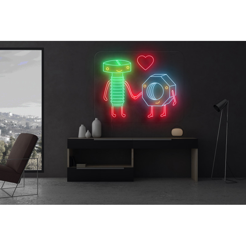 Carteles de neón LED - Luces de neón "Tuercas con amor"
