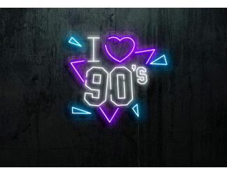 Carteles de Neón Led - Luces de neón "I Love 90"