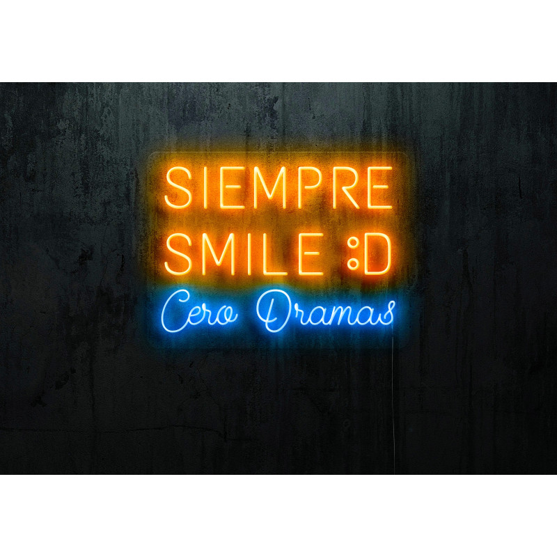 Carteles de Neón Led - Luces de neón "Siempre smile :D cero dramas"