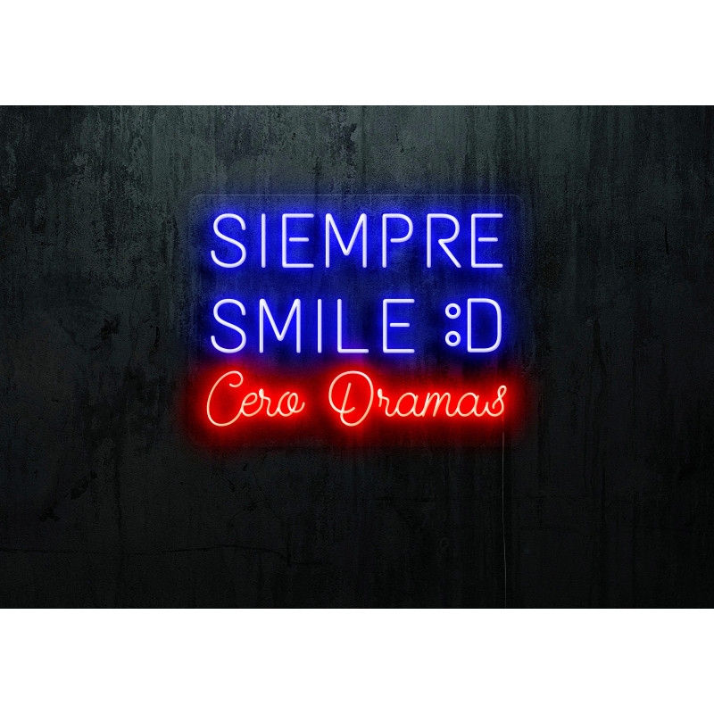 Carteles de Neón Led - Luces de neón "Siempre smile :D cero dramas"