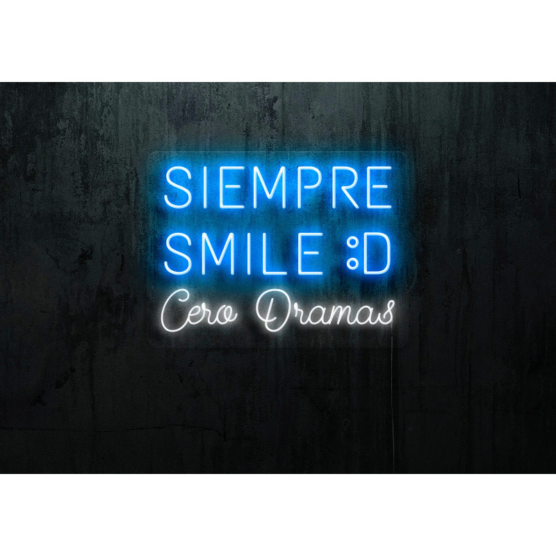 Carteles de Neón Led - Luces de neón "Siempre smile :D cero dramas"
