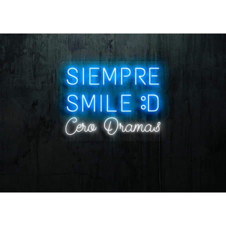 Carteles de Neón Led - Luces de neón "Siempre smile :D cero dramas"