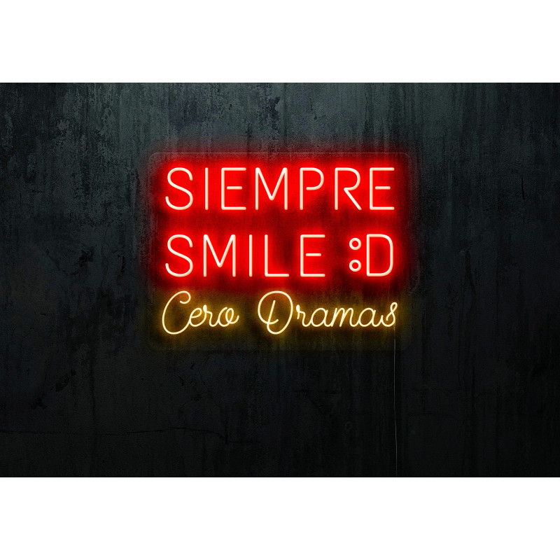 Carteles de Neón Led - Luces de neón "Siempre smile :D cero dramas"