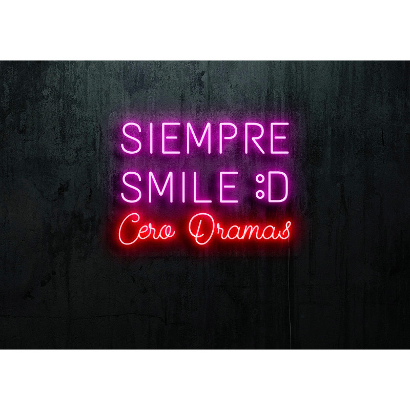 Carteles de Neón Led - Luces de neón "Siempre smile :D cero dramas"
