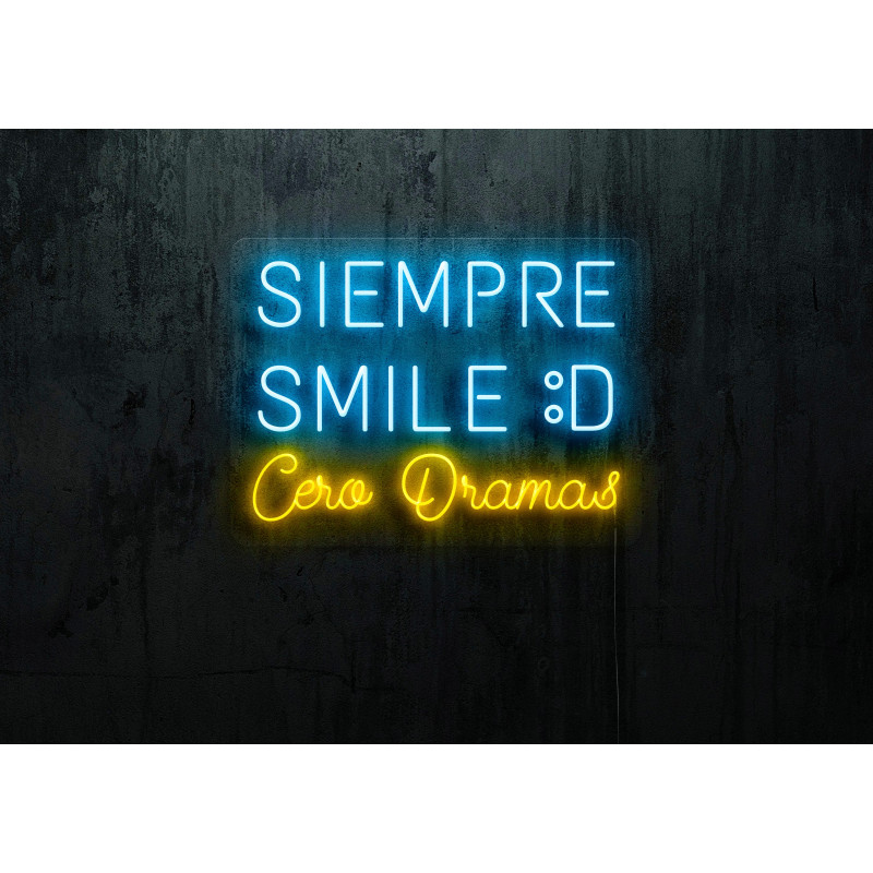 Carteles de Neón Led - Luces de neón "Siempre smile :D cero dramas"