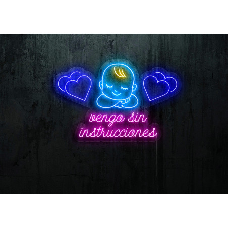 Carteles de Neón Led - Luces de neón "Vengo sin Instrucciones Baby"
