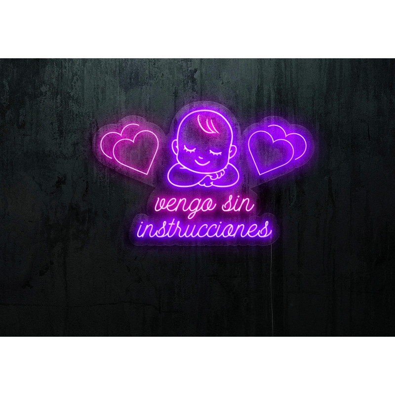 Carteles de Neón Led - Luces de neón "Vengo sin Instrucciones Baby"