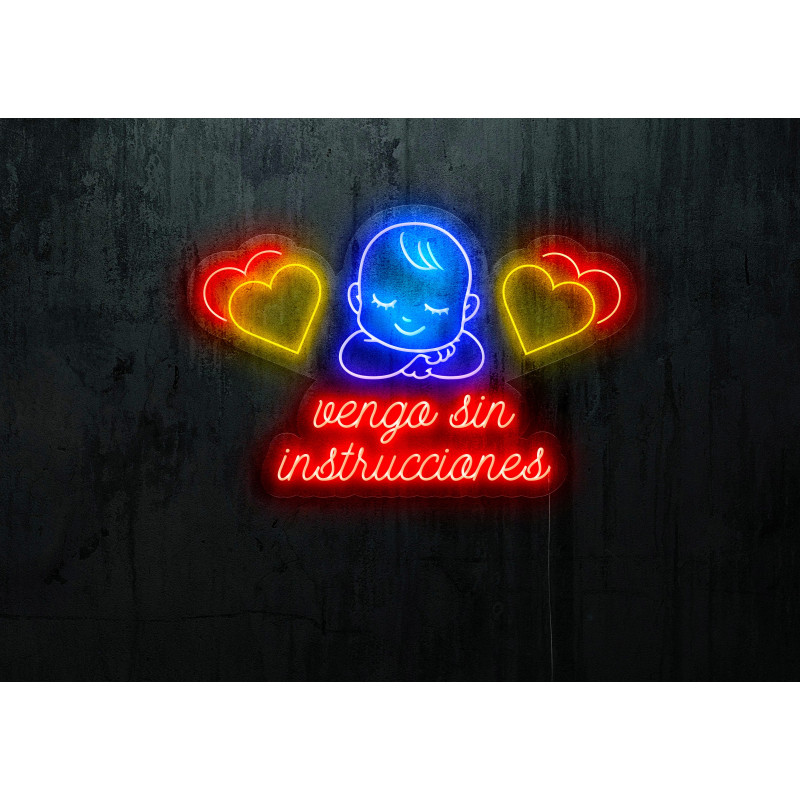 Carteles de Neón Led - Luces de neón "Vengo sin Instrucciones Baby"