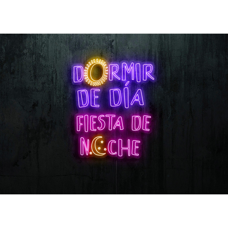 Carteles de Neón Led - Luces de neón "Dormir de día, fiesta de noche"