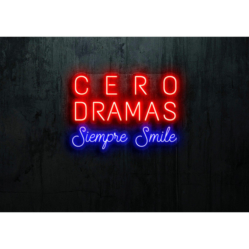 Carteles de Neón Led - Luces de neón "Cero dramas siempre smile"