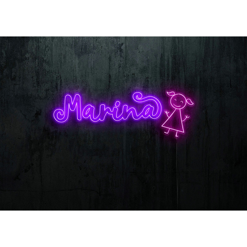 Neón led con corte metacrilato bordeado y tira de neon led Flex. rotulo personalizado para decoración de habitacion