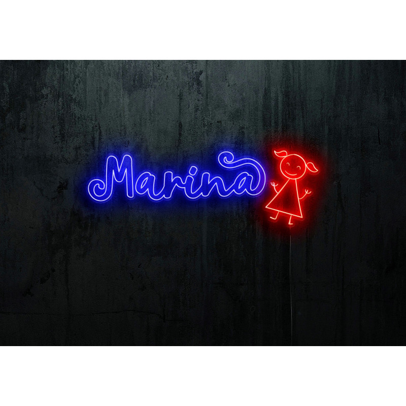 Neón led con corte metacrilato bordeado y tira de neon led Flex. rotulo personalizado para decoración de habitacion