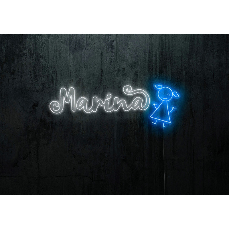 Neón led con corte metacrilato bordeado y tira de neon led Flex. rotulo personalizado para decoración de habitacion