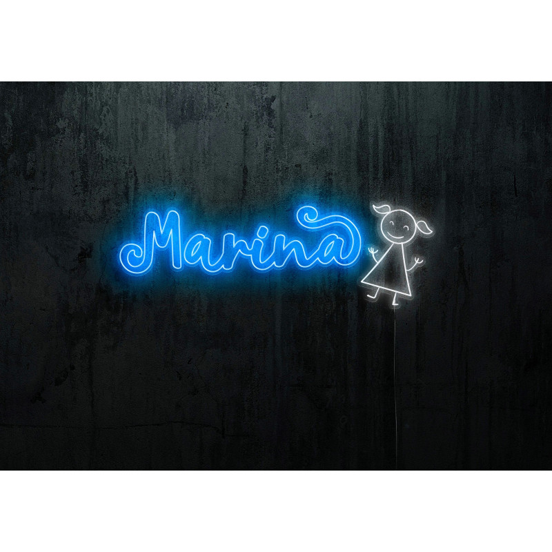 Neón led con corte metacrilato bordeado y tira de neon led Flex. rotulo personalizado para decoración de habitacion