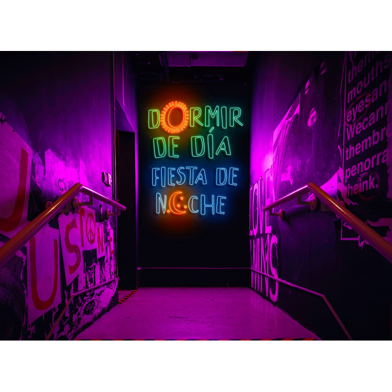 Carteles de Neón Led - Luces de neón "Dormir de día, fiesta de noche"