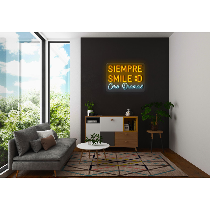 Carteles de Neón Led - Luces de neón "Siempre smile :D cero dramas"