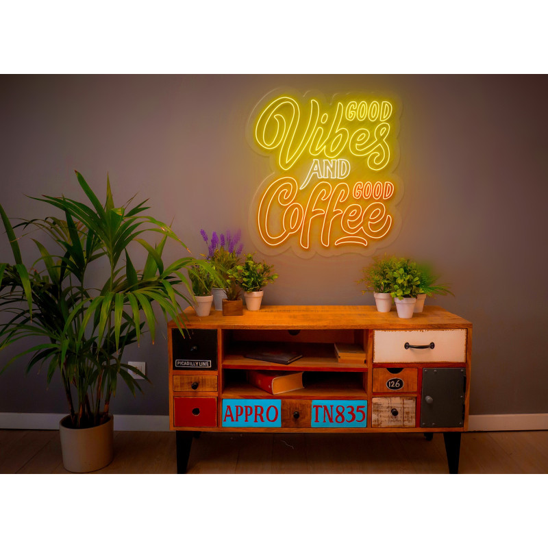 Carteles de Neón Led - Luces de neón "Good vibes and good coffee"
