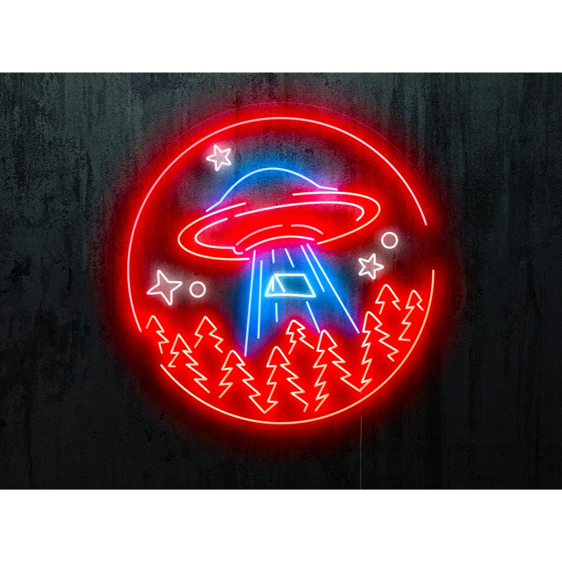 NEON LED OVNI, COLOR ROJO, BLANCO Y AZUL. LIGHTSANDWIRES