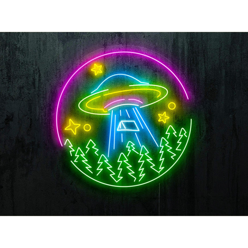 NEON LED OVNI, COLOR AZUL, AMARILLO, LILA Y VERDE .LIGHTSANDWIRES
