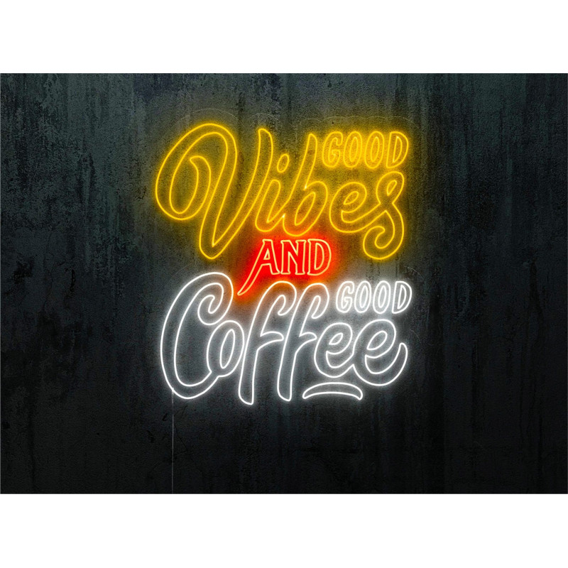 Carteles de Neón Led - Luces de neón "Good vibes and good coffee"