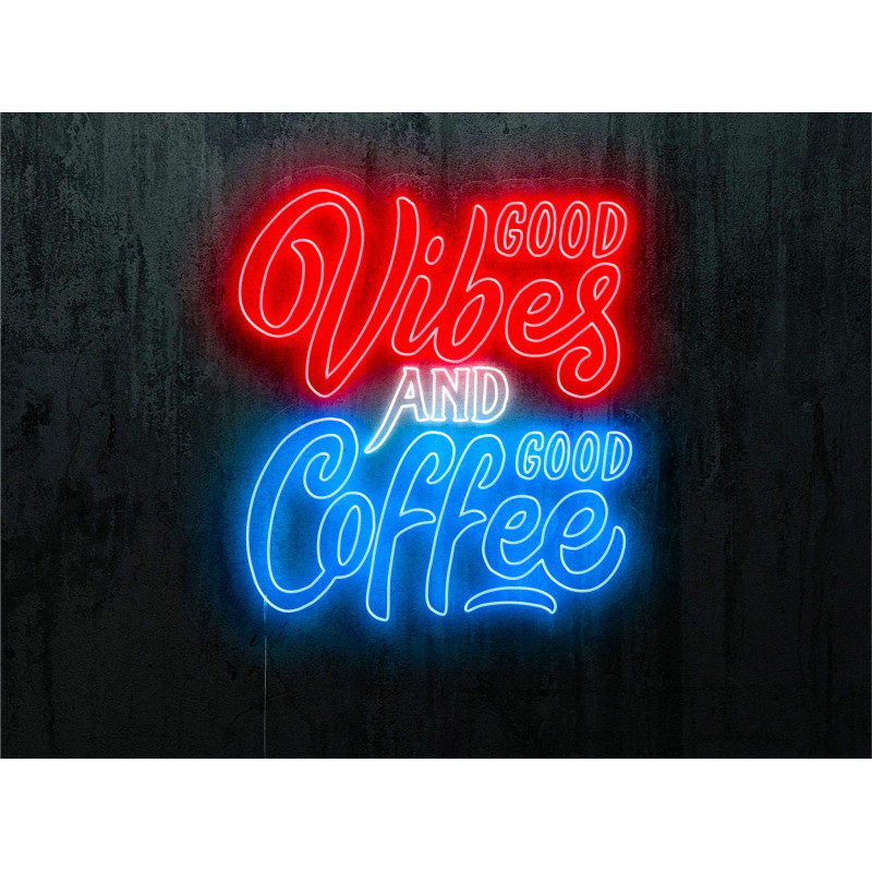 Carteles de Neón Led - Luces de neón "Good vibes and good coffee"